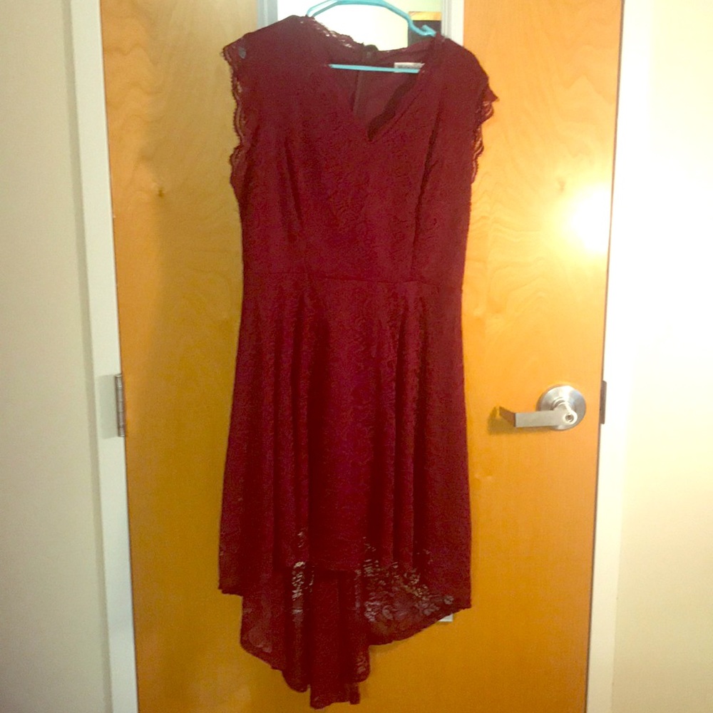 Burgundy Hi Low Dress